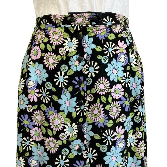 Tall Girl Canada Vintage A-line Maxi Skirt Button Front Retro 70s Floral Print M - Picture 4 of 16